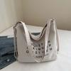 Portable Letter Printed Handbags Soft Retro Street Crossbody Bag Three Uses Canvas Bag  Work