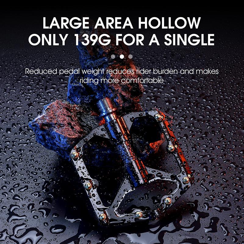 WEST BIKING 3 High-Speed Bearing Pedals Carbon Fiber Spindle Tube Aluminum Alloy Platform Pedals MTB Anti-Skid Lightweight Parts