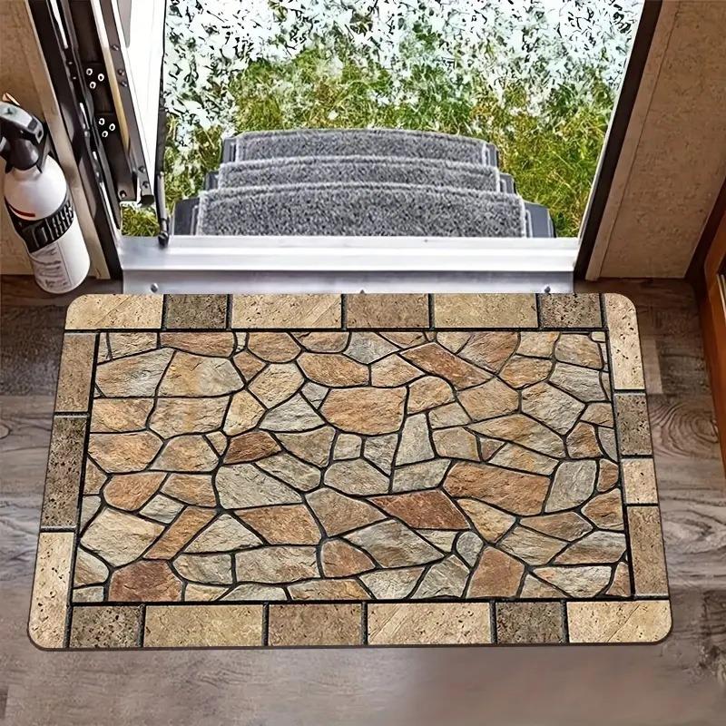 Simulation Print Modern Entrance Carpet Non-Slip Door Mat For Home Decoration Durable Easy Clean Indoor Outdoor Festive Decor