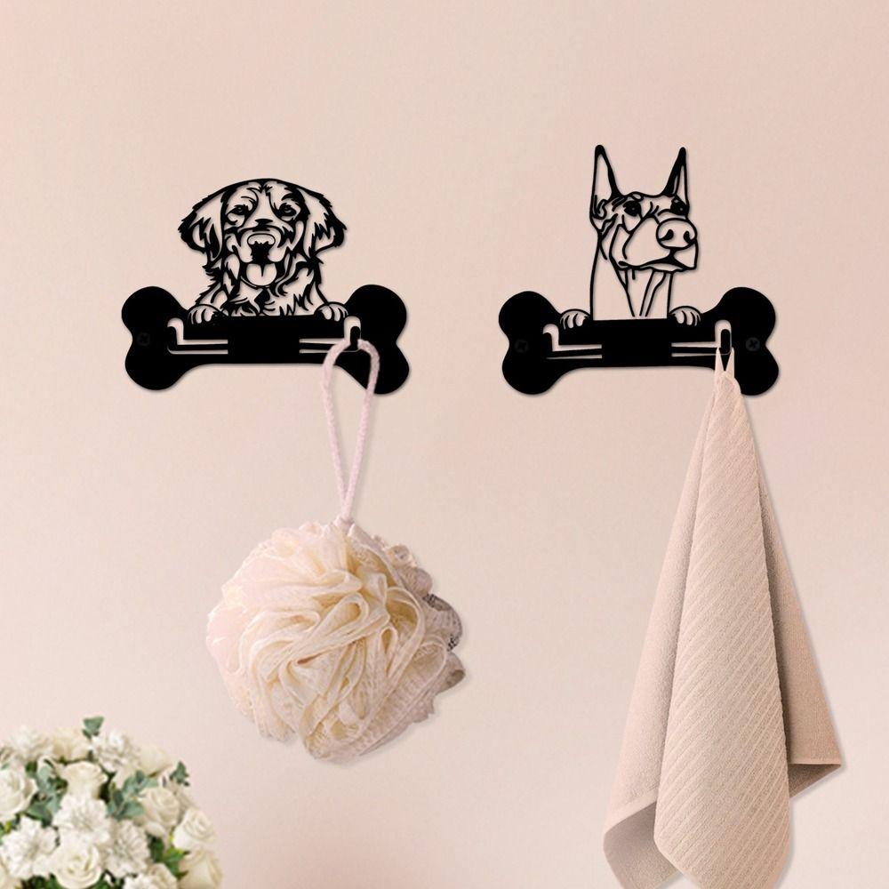 

Black Dog Key Hook Wall Mounted Coat Hanger Stylish Metal Key Holder Bathroom Style C