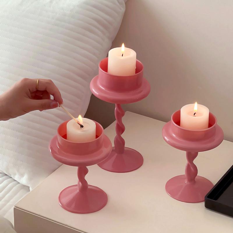 1PC Valentine's Day Candlestick Glass Candle Holder Tea Wax Candlestick Holders Romantic