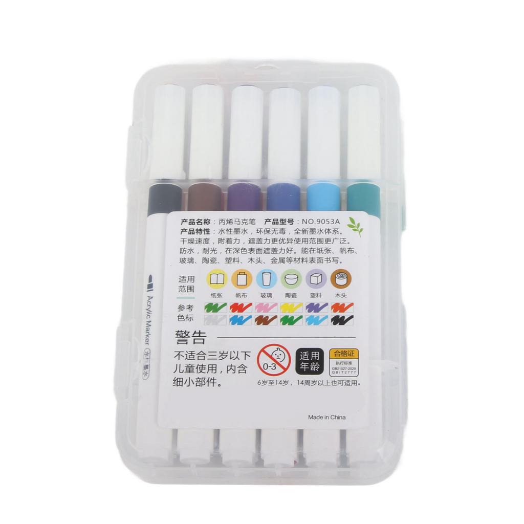 Acrylic Paint Markers Strong Coverage Quick Dry Waterproof Round Barrel Graffiti Markers for Glass