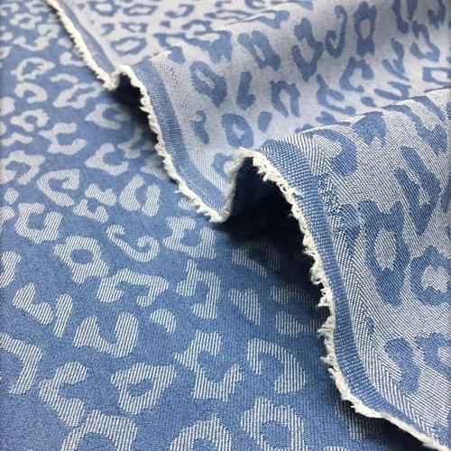 150x50cm Baumwolle Mode Stil Leopardenmuster Garngefärbt Jaquard Gewaschener Denim Stoff Für Kleidung Rock Hose Handgemacht DIY Stoff