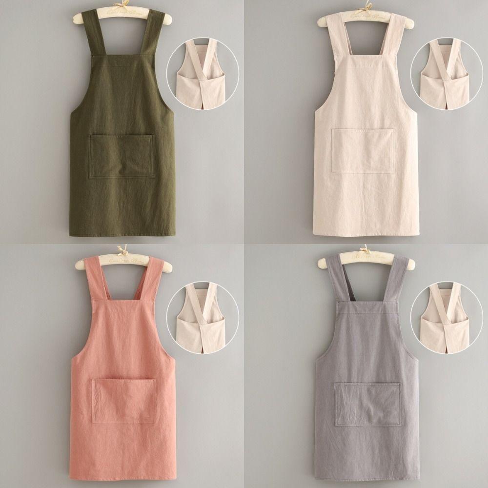 Breathable Kitchen Cooking Apron Anti Fouling Work Clothes Unisex Adult Cotton Aprons  Dining