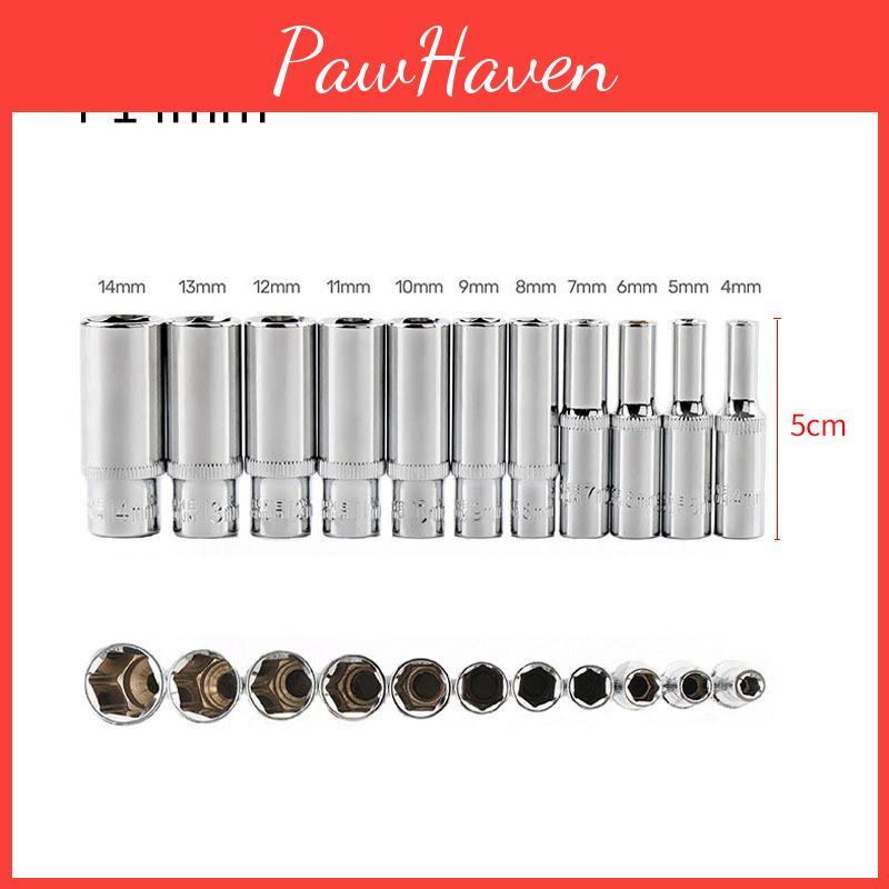 Versatile Hex Drive Part 1/4" Drive Socket Set Long Deep 4-14 Mm Snap On Screwdriver