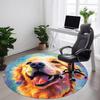 1PC Golden Retriever Artwork Office Round Area Rug,  Mat Suitable ForOffice, Under Office Chairs Bedroom Living Room Home Decor, Room Deco