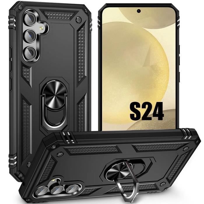 Coque de protection - booling - samsung galaxy s24 - rigide antichoc - béquille pivotante 360° - noir