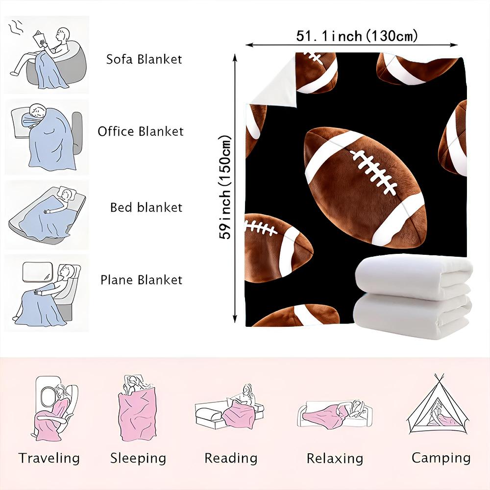 1PC Rugby Print Blanket – Made of soft, fluffy flannel, perfect for sofas, beds or recliners. Ideal for Christmas holiday decora