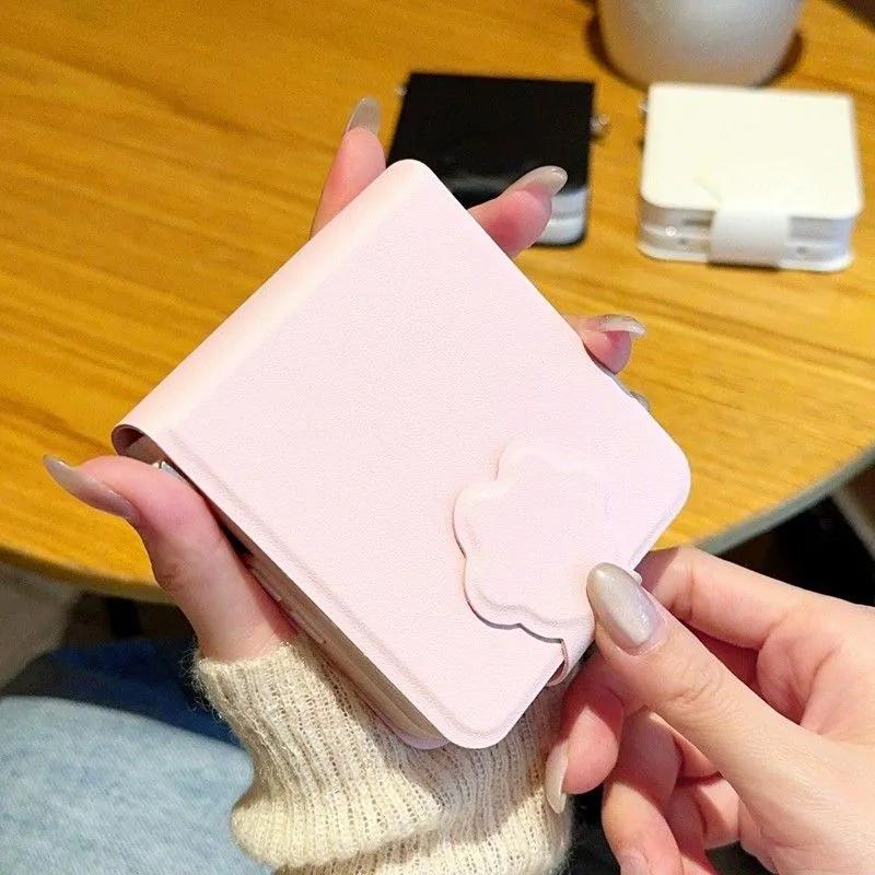 Pink Flip Book phone case for Samsung Z Flip 6 ZFlip5 OPPO Find N2 Flip / OPPO Find N3 Flip/Xiaomi Mix Flip Case with pearl chain