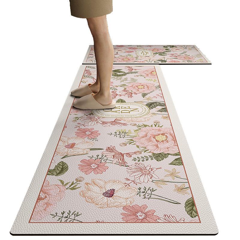 American Kitchen Special Floor Mats for Anti-slip  Oil-resistant Wipeable Carpet Diatom Mud Water-absorbing Mats Waterproof Foot Mats