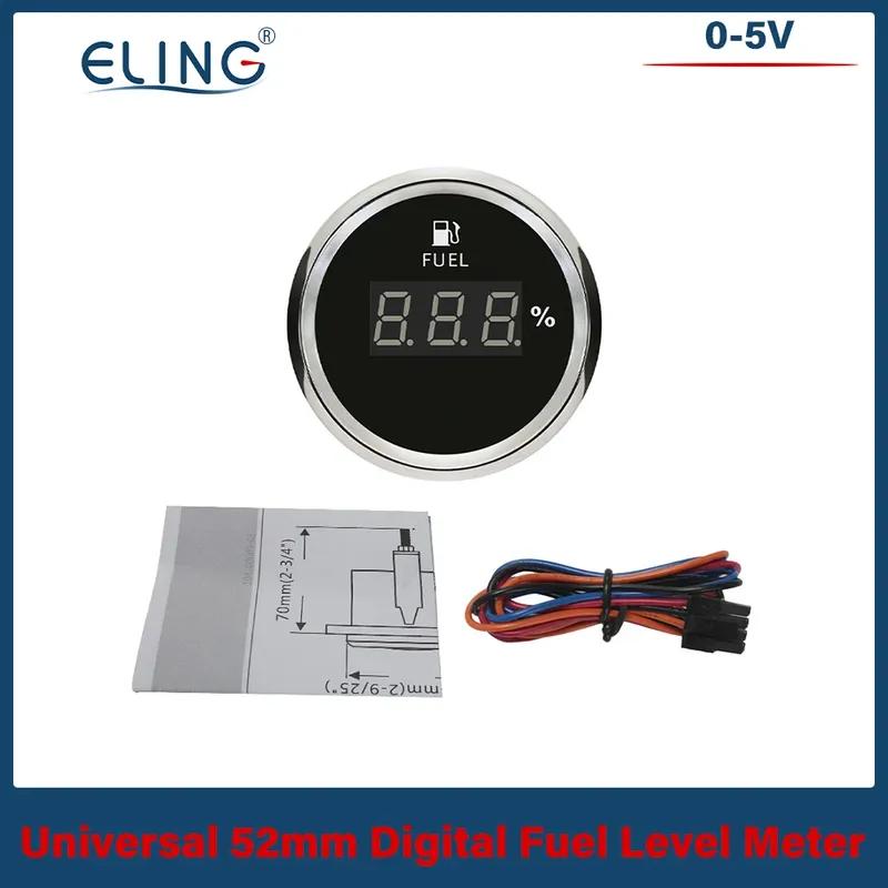 ELING 52mm (2'') Signal 0-5V Fuel Level Gauge Fuel Gauge with Red Backlight Working Volt 12V 24V for Car Boat VAN