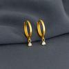Drop Dangle Huggie Hoop Earrings - 925 Sterling Silver Yellow Plated