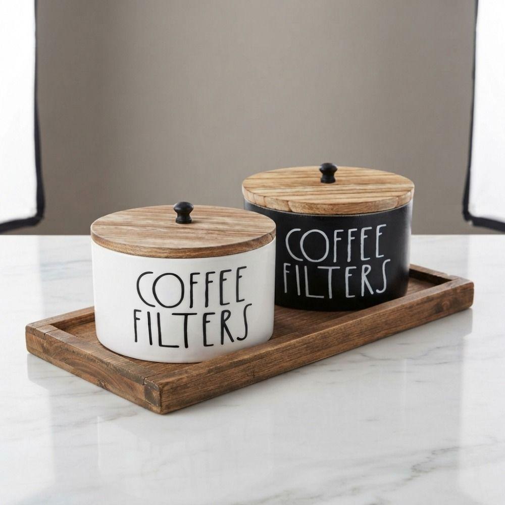 Dust-proof Coffee Filter Paper Storage Container Wooden Coffee Filter Organizer Camping