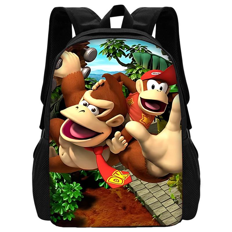 Child School Cartoon Donkeyeds Kongs Bananzaeds Backpack with Lunch Bags ,Pencil Bags ,School Bags for Boys Girls Best Gift