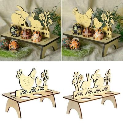 Home Decor Creative DIY Cute Rabbit Chick Easter Egg Tray Wooden Cute Party Decor Home Decor Gift
