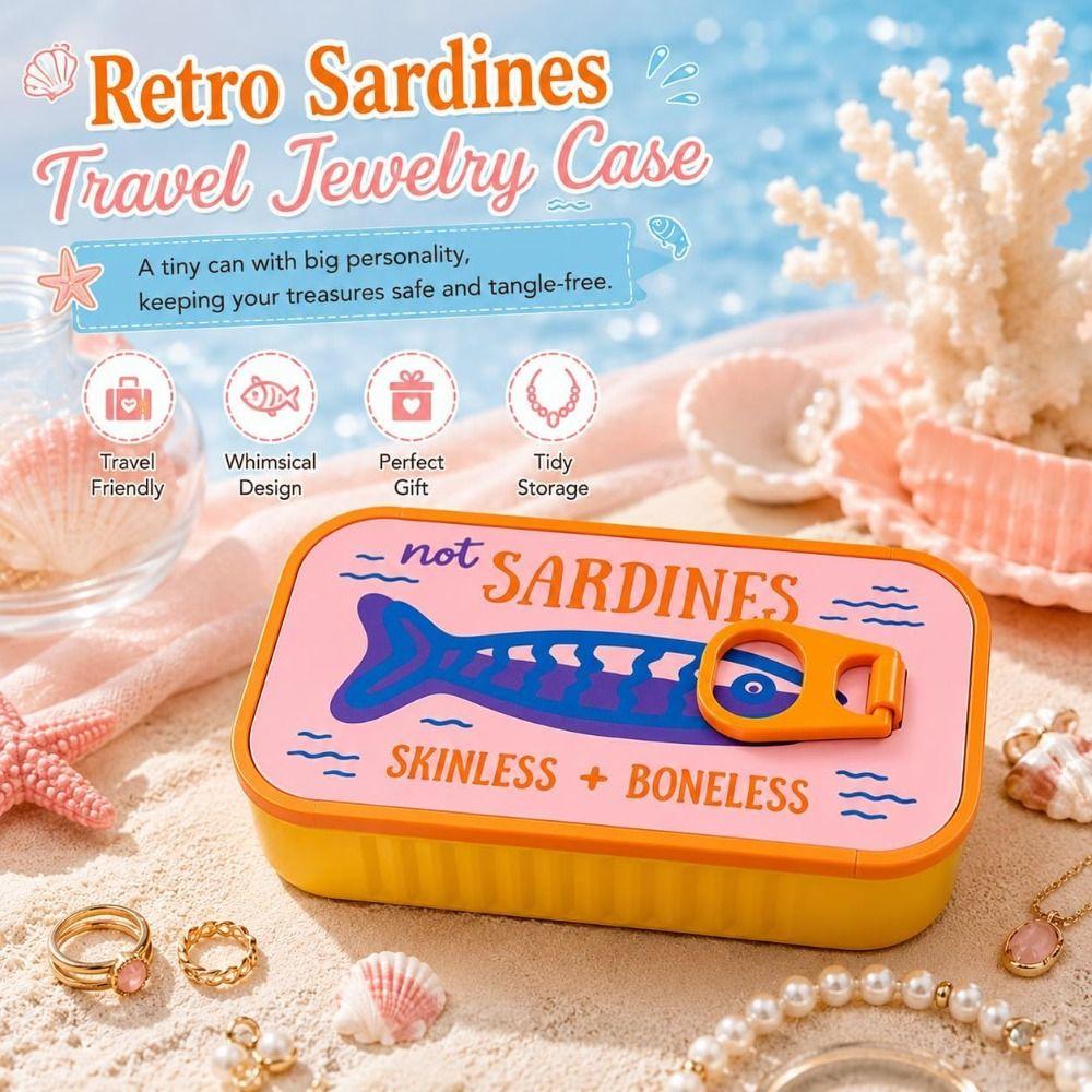 Fishbone Insert Sardine Jewelry Box Plastic Portable Jewelry Case Mini Jewelry Organizer  Daily Use
