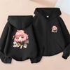 Anime Spy X Family Children Hoodie Tops Girl Boy Sweatshirt Kid Zipper Coat Casual Sweatshirts black autumn Clothes