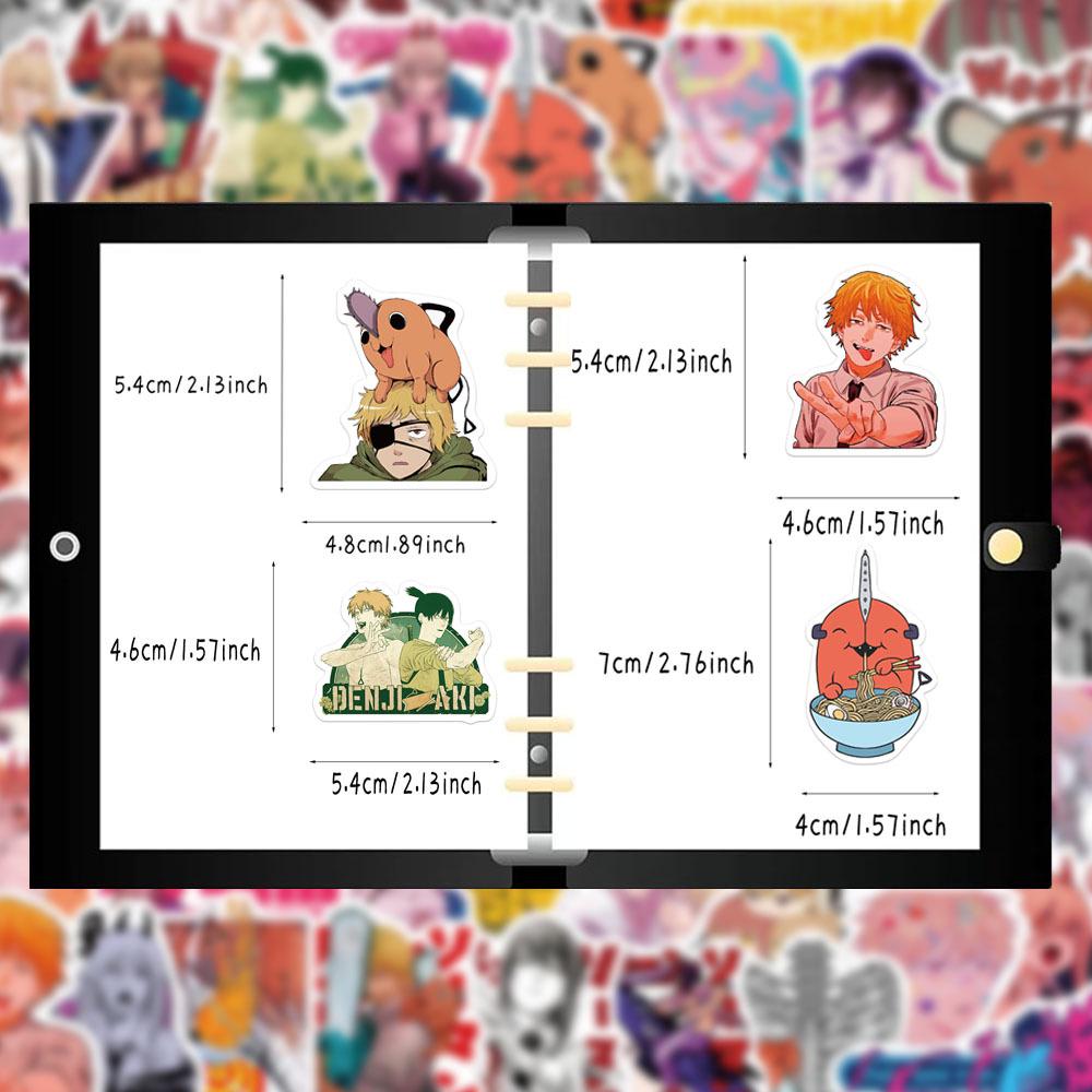 50 Pegatinas Creativas de Chainsaw Man Anime para Diarios, Manualidades, Teléfonos y Portátiles