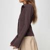 Women Shirt Lapel Long Sleeve Striped Print Shirt Buttons Placket Slim Fit Versatile Tops Daily Wear