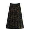 Tencel Printed High-Waist Pleated A-Line Mid-Length Skirt for Autumn/Winter 2023 (Style 8005)