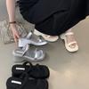 Thick-soled small man height-increasing slippers women's 2025 new summer wear fashionable and simple word with wedge heel high-heeled sandals