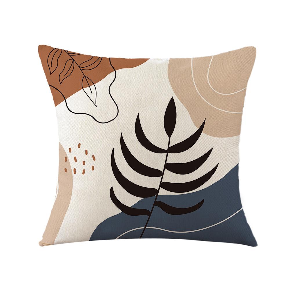 Pillow Linen Pillowcase Ins Morandi Plant Print Pillowcase Home Decoration Festival Fabric Pillow Bedside Backrest