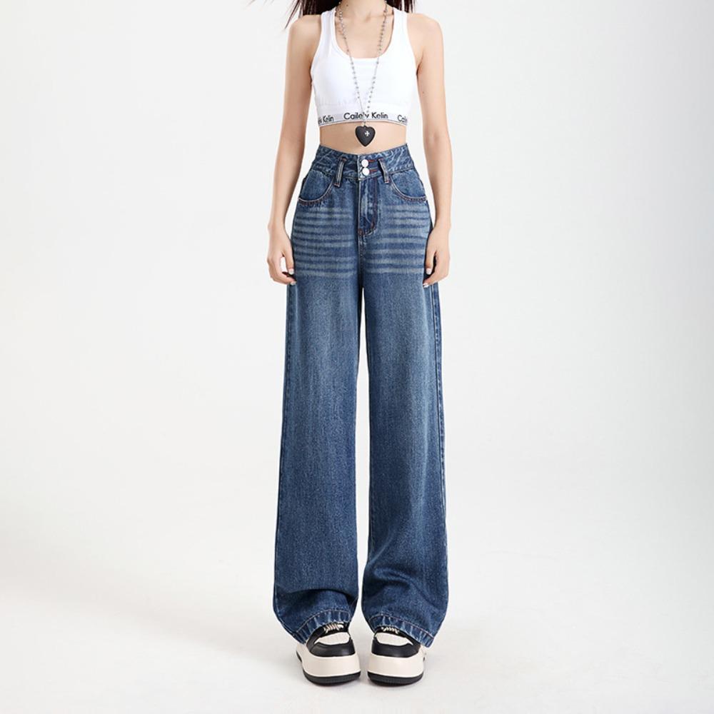 Women's High Waist Lyocell Wide Leg Jeans Lightweight Loose Fit Denim Pants For Summer Daily Wear
