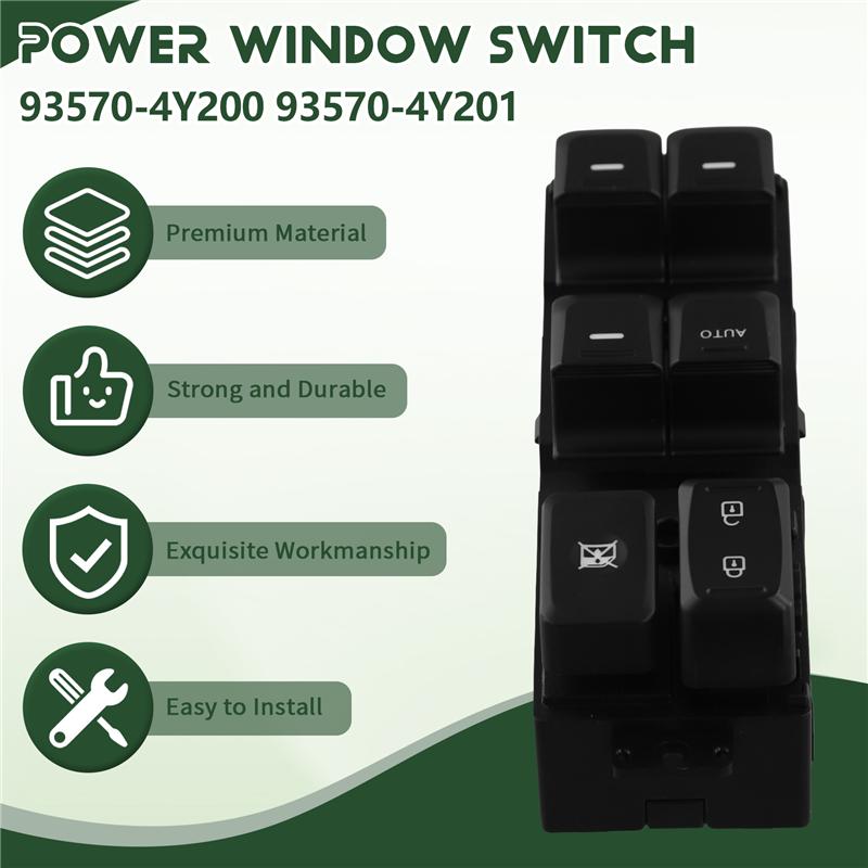 M63K-Car Front Left Driver Side Master Power Window Switch 93570-4Y200 93570-4Y201 For Kia RIO 2011-2015