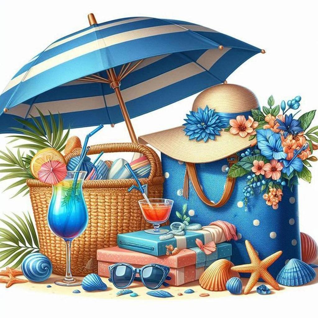 Summer Beach Full DIY 5D Round Drill Diamond Dots Paintings Picture Arts Craft for Adults Beginner Home Wall Decor Gift 30x30cm