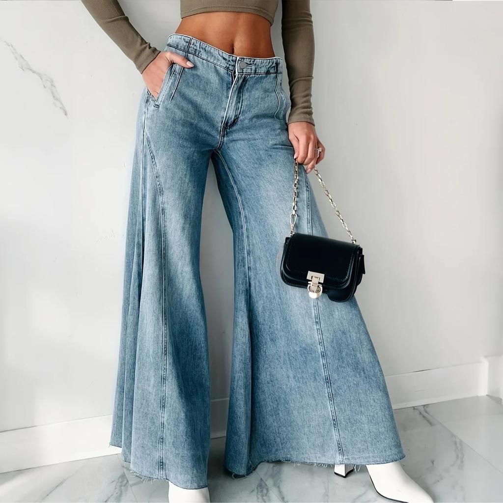 Women's Trousers Large Size Stretch Jeans Loose Semi-Elastic Pants