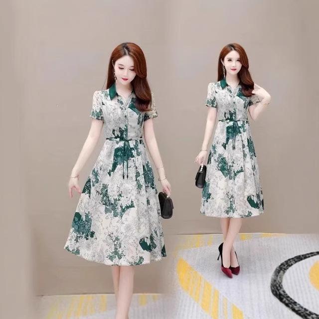 

Elegant Waist-Cinching A-Line Summer Dress - 2025 Goddess Vibe XXXL зелёный