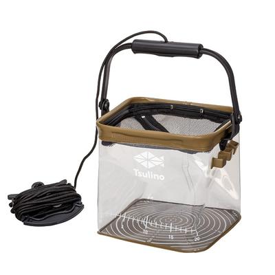 Tsulino See-Through Memory Bucket for Fishing, Khaki, 21cm