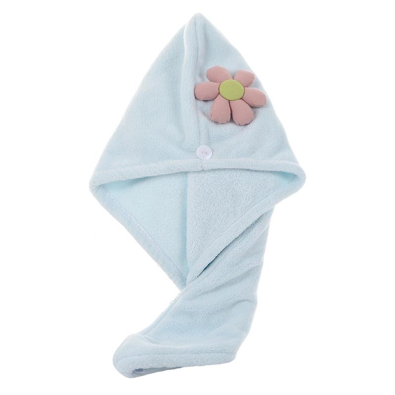 New flower coral fleece dry hair cap, cute absorbent women's bag head towel, bath cap thickened dry hair towel