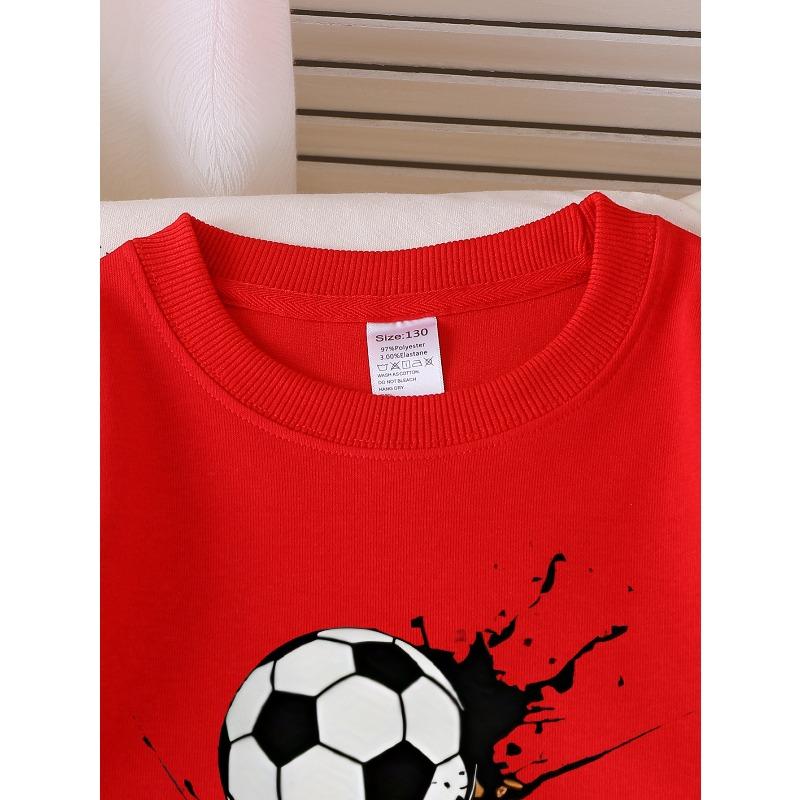 European sizes Soccer Ball Splash Girls' Crew Neck Sweatshirt, Autumn Winter Western Top, Long Sleeved Casual.