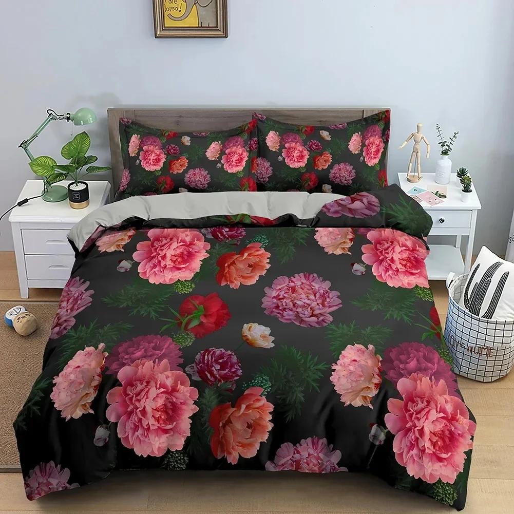 Rose Flower Comfortable Duvet Quilt Cover Pillowcase Bedding Set Children Bedroom Decoration Home Textile