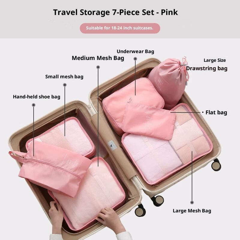 7Pcs/Set Travel Storage Bag Set Travel Clothing Storage Bag Luggage Organizer Bags Toiletry Shoe Clothing Underwear Sorting Bag