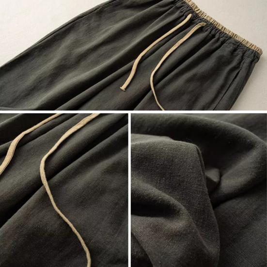 Dame Haremsbukser Snøring i midjen Vide ben Casual Bukser Enkelfargede Ankellange Bukser for Trening Hverdagsbruk