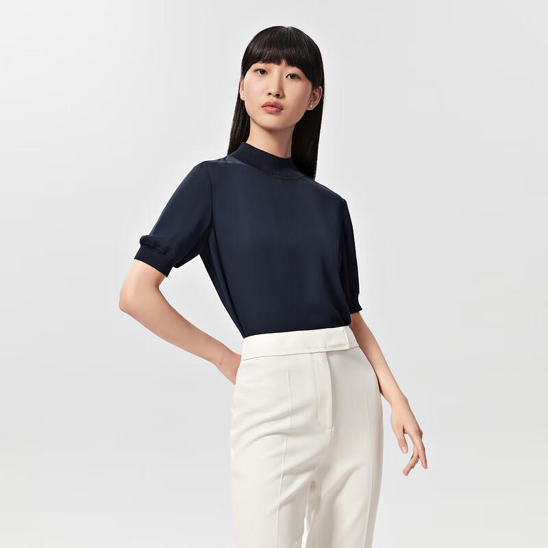 OVVOVV Women s Spring/Summer 19MM Double Georgette Patchwork Short Sleeve Shirt XS (155/80Y)