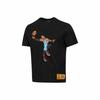 Slam Dunk Cartoon Print Sports Short Sleeve T-Shirt for Men, Black