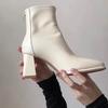 Women's Off-White Short Boots Autumn Winter New Style - 7CM High Heel French Temperament Slim Boots, Versatile Stylish Footwear XCY-909