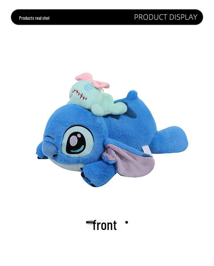 Large Gold Stitch Plush Pillow - Cute Long Doll Backrest for Kids