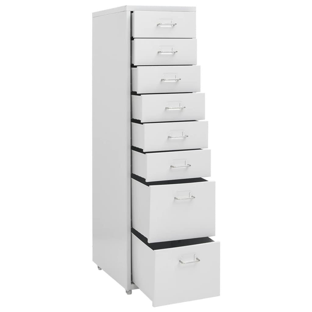 Grey Filing Cabinet with Casters 28 x 41 x 109 cm Metal