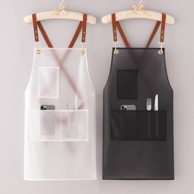 1 szt. Regulowany fartuch z kieszeniami Unisex Wodoodporny Przezroczysty Łatwy do czyszczenia Fartuch fryzjerski do mycia, Fartuch kuchenny, Dla gospodarstwa domowego Szefa kuchni Kelnera Fryzjera