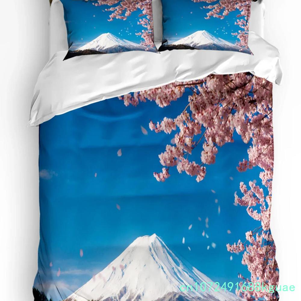 Japanese Style Cherry Blossoms Pink Bedding Set 3pcs Duvet Cover Pillowcase Kids Adult Quilt Cover Double Bed Set Home Textile