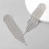 1 Pair Shiny Rhinestone Chandelier Tassel Earrings Long Ear Dangle Earring Geometric Shape Bridal Dangling Fringe Jewelry
