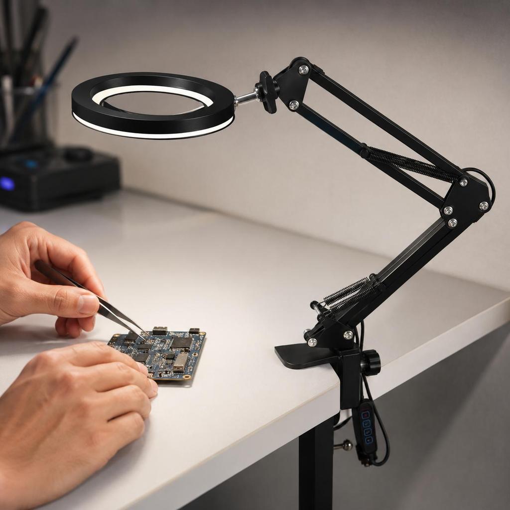 10X Magnifying Desk Lamp Metal USB Clamp Light for Crafts