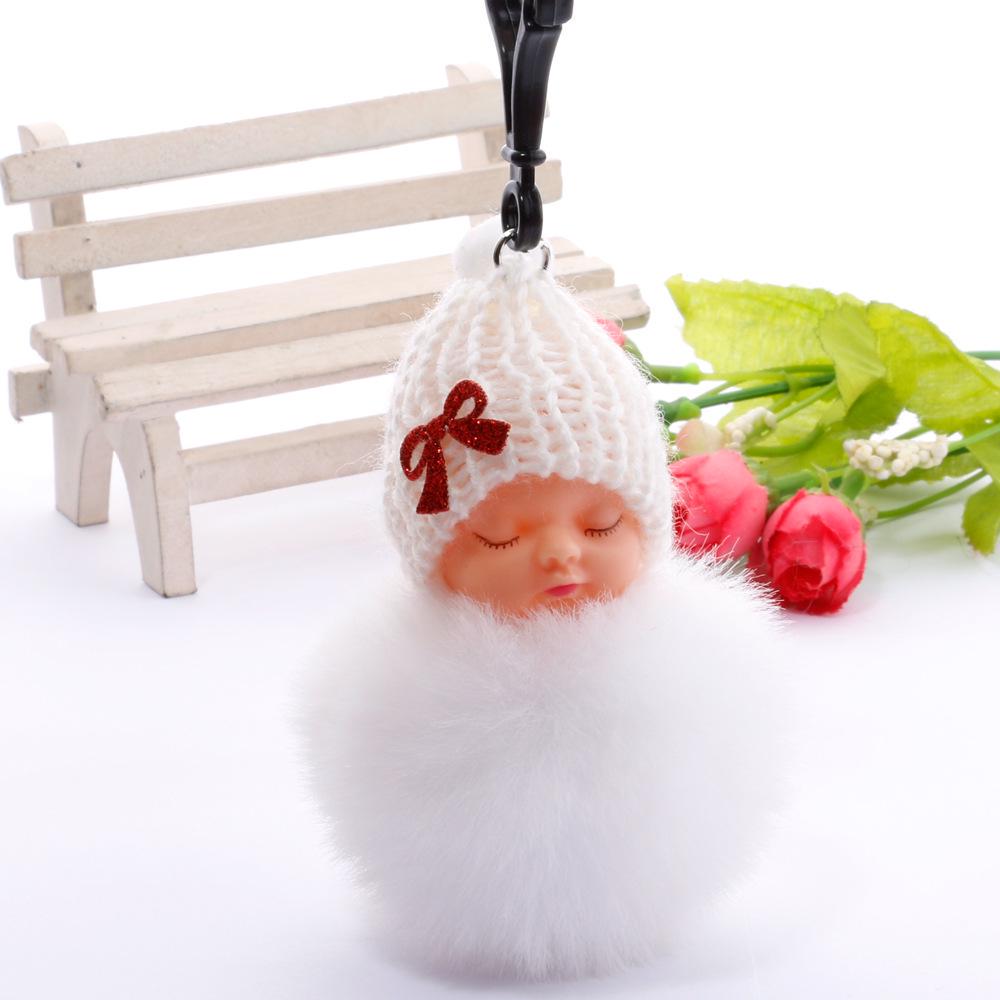 Imitation Rex Rabbit Fur Sleeping Doll Keychain - Cute Sleeping Baby Bag Pendant Gift