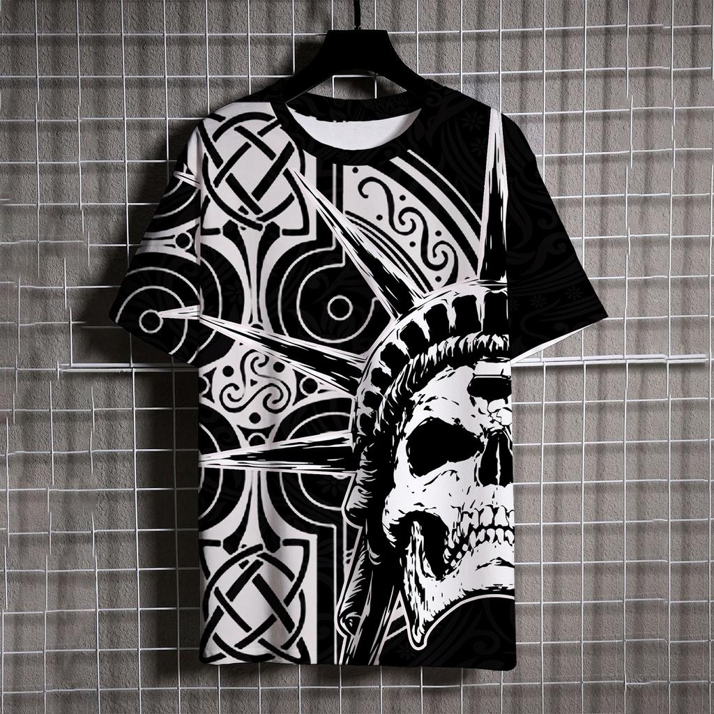 Grim Reaper Oversize T-shirt Man Fear Men's Short Sleeve Tee Cool Trend Ghost Crow Haikyuu Style Comfort3D Printing
