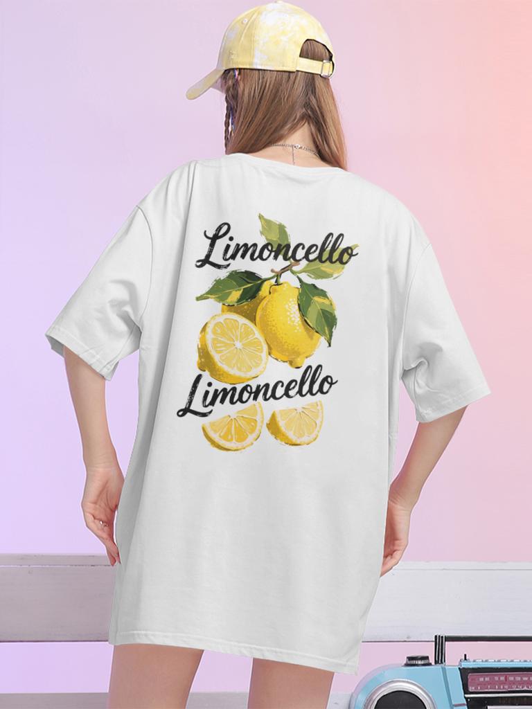 Limoncello Print Tshirts Women Summer Casual Loose Short Sleeve Tees Hipster Cute Aesthetic Astrology Tops