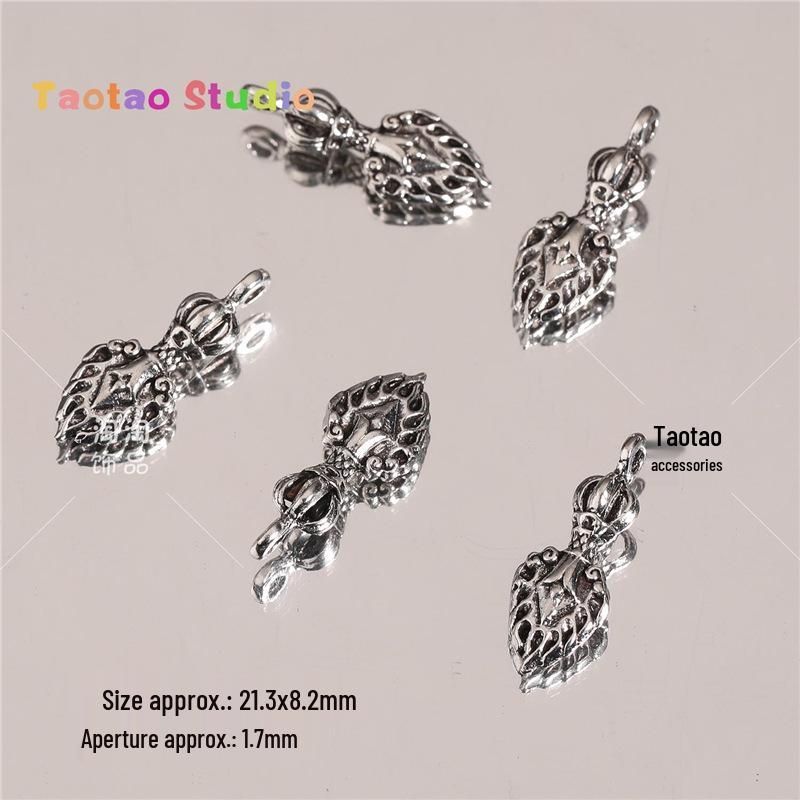 Tibetan Antique Silver Flower Spacer Beads Pendant for DIY Jewelry